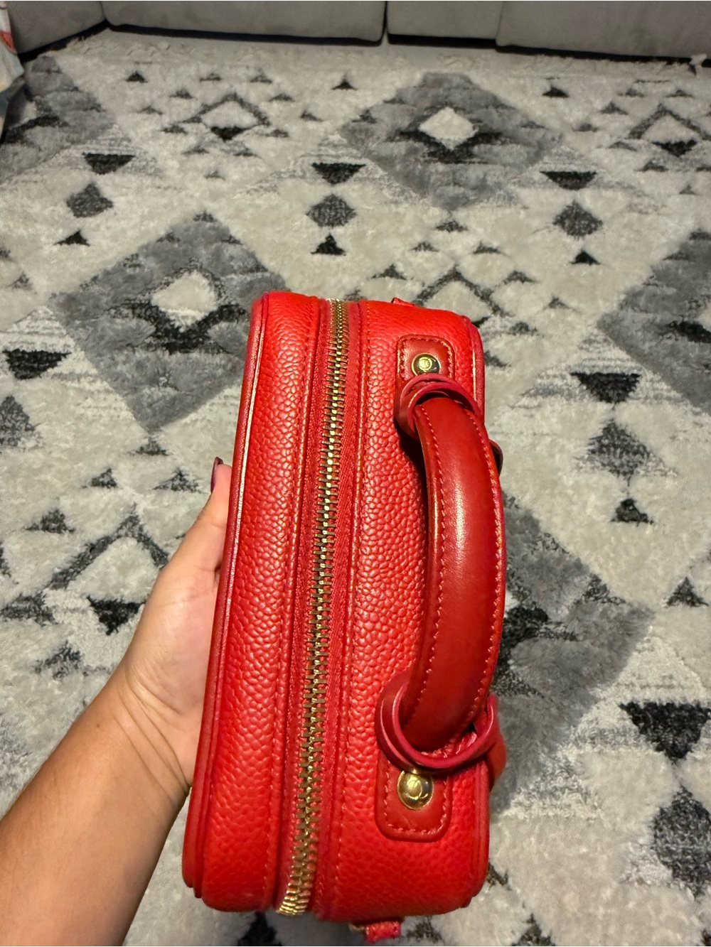 CHANEL Red Quilted Vanity Crossbody with Top Handle - Picture 14 of 14